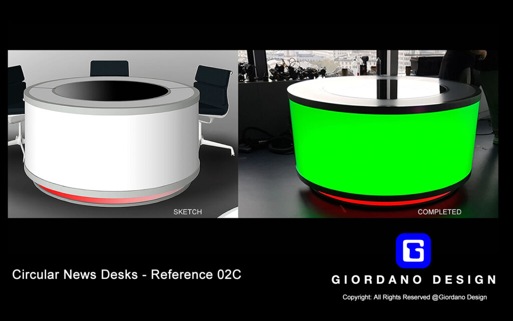 Circular TV news desk